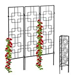 Relaxdays Treillis de Jardin, métal, Lot de 3, à Planter, tuteur pour Plantes grimpantes, 122 x 30,5 cm, Jardin, Noir
