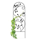Relaxdays Treillis jardin oiseaux fer, Clôture plante grimpante Grille fleurs métal, Arceau rosier, 120 x 40 cm, noir
