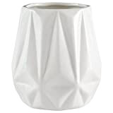 Rivet Vase angulaire en grès, style moderne, 13,3 cm de haut, blanc