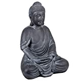 RM E-Commerce Statuette de Bouddha - Sculpture Noire en polyrésine - Figurine décorative pour Le Jardin - 69 cm