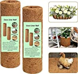 ROMXECZ Lot de 2 rouleaux de doublure en fibre de coco naturelle pour pots de fleurs, panier suspendu, décoration d'intérieur ...