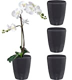 Santino ORCHIDEA Lot de 4 Pots à Orchidée avec Système de Mèche et Indicateur de Niveau d'eau (Diamètre: 15 cm, ...
