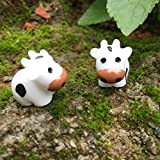 Sanwood Lot de 2 figurines miniatures pour décoration de jardin de fées en forme de vache