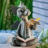 Sculpture de dragon de jardin Figurine décorative en polyrésine résistante aux intempéries Jardin Dragon Figurines (B)
