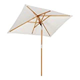 Sekey® 200 × 150 cm Parasol en bois inclinable pour patio jardin balcon piscine plage rectangulaire Ecru/Crème Sunscreen UV50+