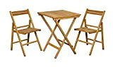 Set de balcon 3 pièces Table pliante + 2 chaises pliantes en bois de hêtre imprégné Set pliable Balcon Jardin ...