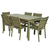 Set de table avec 6 chaises de jardin d'extérieur en aluminium extensible de 160 cm à 240 cm avec dessus ...