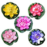 SEWACC 5Pcs Lily Tampons pour Étangs Lotus Artificiels Faux Flottants Fleur de Fleur de Lis Fleur de Lys Coussints de ...