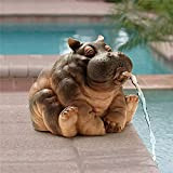 SHARRA Seau Hippo - Arroseur de bassin - Statue de jardin - Arroseur en résine - Pour bassin de jardin, ...