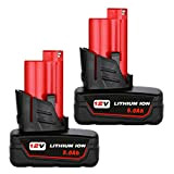SHGEEN - Lot de 2 batteries de rechange lithium-ion XC 12 V 5,0 Ah - Pour les outils Milwaukee M12, 48-11-2410, 48-11-2420, ...