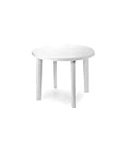 SIBrand Evergreen EG56329 Table en résine ronde, blanche, meuble d’extérieur, de jardin