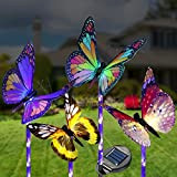 Solarbaby Lampes solaires de jardin avec papillons à fibre optique à changement de couleur et piquet LED étanche pour décoration ...