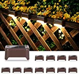 Solpex Lot de 12 lampes solaires étanches pour terrasse, escaliers, clôture, cour, patio et allée (blanc chaud)