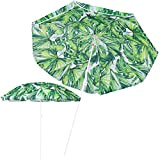 SPRINGOS Parasol de plage diamètre 140 cm Parasol de jardin pliable avec housse de protection réglable en hauteur Protection solaire ...
