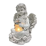 Statue de fée ange solaire, statue de résine de jardin, 14.5x13x19 cm Cabille commémorative du cimetière décoratif du cimetière, Guardian ...