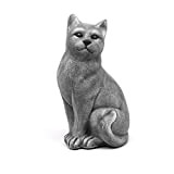 Statue en pierre chat assis, grand format, gris ardoise, pierre reconstituée