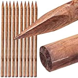 Suinga Lot de 10 piquets pour arbres 200 cm Ø 5 cm Tuteurs avec pointe, poteaux en bois, empalisés, piquets ...