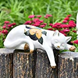Sungmor Adorable Statue de Jardin en Forme de Chat endormi – Décoration d'intérieur ou d'extérieur – Décoration de Maison, Jardin, ...