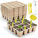 SYITCUN 160x Pot Biodegradable pour Semis plateaux de semis,Paquet 10 en Tourbe biologiques Plantes,Pots Pépinière Carrés Repiquage,Pots Biodégradables,Godet 16 Pots