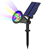 T-SUN 7 LED Lampe Solaire, Solaire Projecteur avec 7 Couleurs Changent, Extérieur sans Fil Etanche IP65 Lampe Jardin avec 180° ...