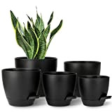 T4U Pots de Fleurs en Plastique Auto-arrosage Lot de 5,Pots de Fleurs avec Système d'irrigation, Paresseux Fleur Pot,pour Intérieurs et ...