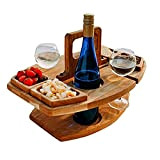 Table à vin d'extérieur-Table de Pique-Nique en Bois Pliable et Ronde pour Le vin - Facile à Transporter-Nique De Plage ...