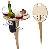 Table à vin portable d'extérieur -Table ronde pliante -Table de pique-nique en bois -nique pour extérieur -Parc pelouse -Support pour ...