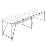 Table de Camping Pliante Table de Jardin Aluminium pour Pique-Nique BBQ Barbecue Jardin -240 x 60 x 70 cm