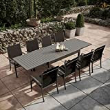 Table de Jardin Extensible Aluminium 135/270cm + 8 fauteuils empilables textilène Gris Anthracite - Andra