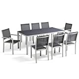 Table de Jardin rectangulaire et 8 chaises en Aluminium Gris