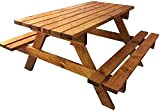 Table de Pique-Nique en Bois Table de Jardin avec bancs 200 cm Camping