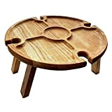 Table de pique-nique pliante en bois Table de camping Table à vin portable Table à vin extérieure avec porte-bouteilles Table ...