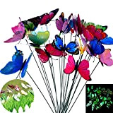 Techrace 3D Papillons de Jardin, Lumineux Coloré Fluorescence libellules de Jardin sur Bâtons pour Décoration de Plante, Cour de Jardin, ...