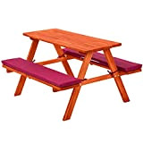 TecTake 800807 Table de Pique-Nique en Bois Enfants Bancs avec Coussins Meubles de Jardin Mobilier de Camping Extérieur – Diverses ...