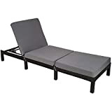 TecTake Chaise longue bain de soleil meuble de jardin en résine tressée transat - diverses couleurs au choix - (Noir ...