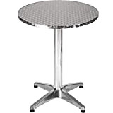 TecTake Table de Bar Haute, 2 en 1, Aluminium, Hauteur Réglable : 74 ou 114 cm, Argent