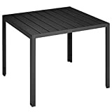 TecTake Table de Jardin Carrée en Aluminium, Meuble d'Extérieur, Noir