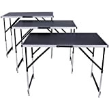TecTake Tables à tapisser en aluminium ensemble de 3 tables tréteaux table de travail 300x60cm pliante hauteur réglable en hauteur ...