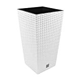 TERRA Vase Rato en Plastique avec Insert, Blanc, 60 cm