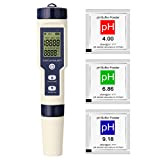 Testeur ph Geevorks Testeur ph sel Piscine Electronique 5 en 1 Testeur de pH EC TDS Salinité Thermomètre pH Mètre ...