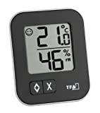 TFA Dostmann Thermo-Hygromètre Moxx digital, niveau de confort, fonction max-min, intérieur, noir