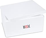 THERM BOX Boîte en polystyrène Thermobox pour les aliments et les boissons - Refroidisseur et réchauffeur en polystyrène (40x30x21cm - ...