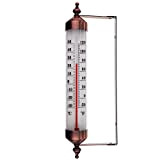 Thermomètre d'extérieur avec jauge, effet bronze – Élégant thermomètre de jardin pour extérieur adapté pour la température extérieure, serre, garage, ...