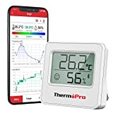 Thermopro TP357 Petit Thermometre Interieur Numérique Bluetooth de Hygrometre Interieur, Termometre Maison Pieces Thermomètre Connecté Utilisé avec Smart APP, Hygrometre ...