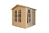 TIMBELA M351FB Cabane en bois avec plancher, Maison de jardin en bois pour travailler l233xP222xH233cm, Abri en bois de jardin ...