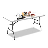 Todeco Table Pliante Camping, Table de Jardin Plastique, Traiteur Pliante Table en HDPE, Pieds en Acier Pelliculé Gris, 180 x ...