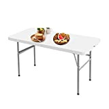 Todeco - Table Pliante,Table en Plastique Robuste, Table en Plastique, 122 x 61 cm,Pliable en Deux, Matériau: HDPE, Charge maximale: ...