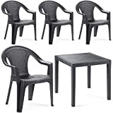 Tomaino Ensemble table et chaises de jardin en plastique imitation rotin