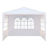 Tonnelle de Jardin Tonnelle Pliante Imperméable Tente de Reception 3X3m avec 3 Parois aux UV Pavillon Blanc Bâche PE Epaisse ...
