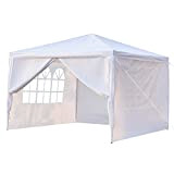 Tonnelle de Jardin Tonnelle Pliante Imperméable Tente de Reception 3X3m avec 4 Parois aux UV Pavillon Blanc Bâche PE Epaisse ...